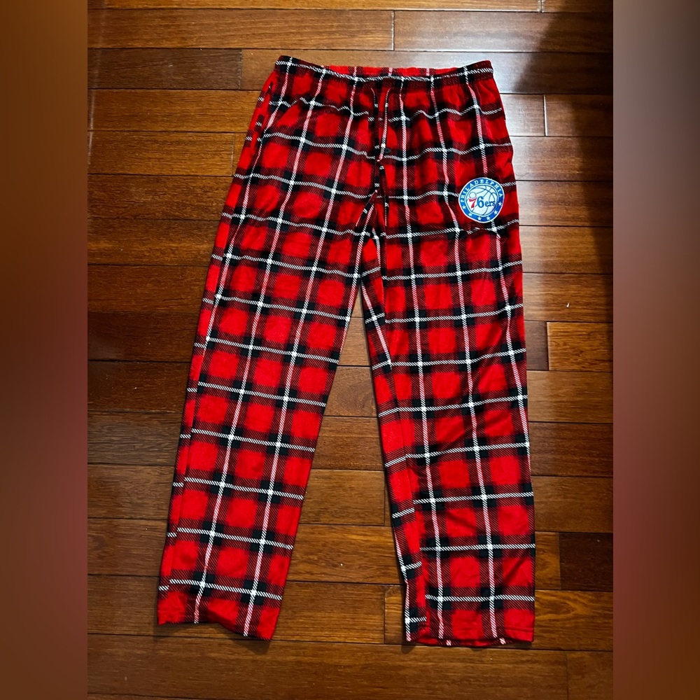 76ers pj pants red checkered medium men’s